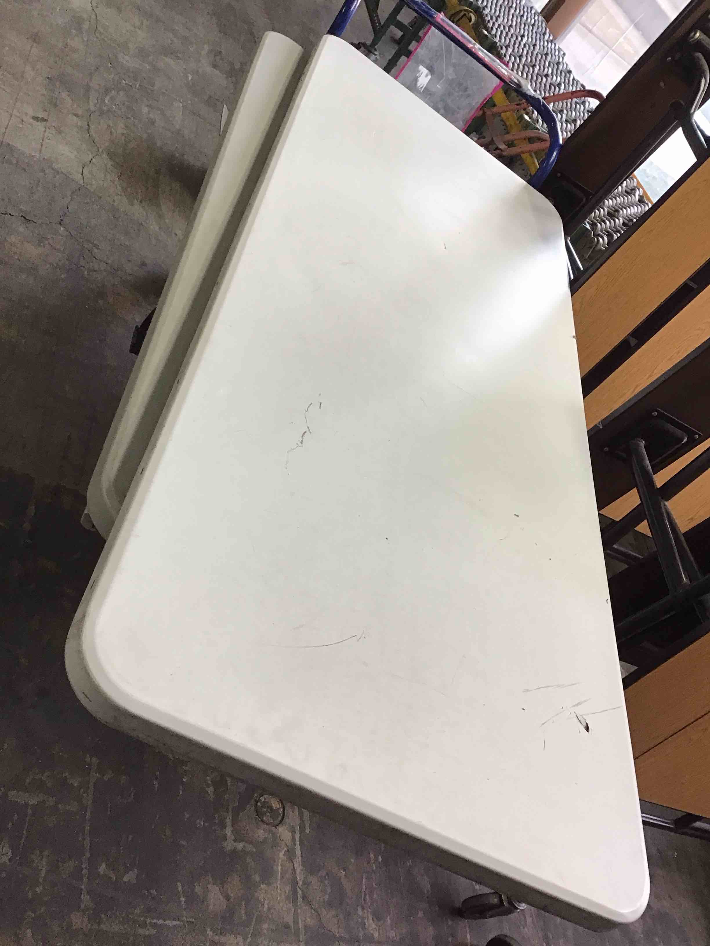 Condition photo showing As Is for 5ft Table Plastic Indoor Outdoor Picnic Party Camp Dining Table with Handle, White