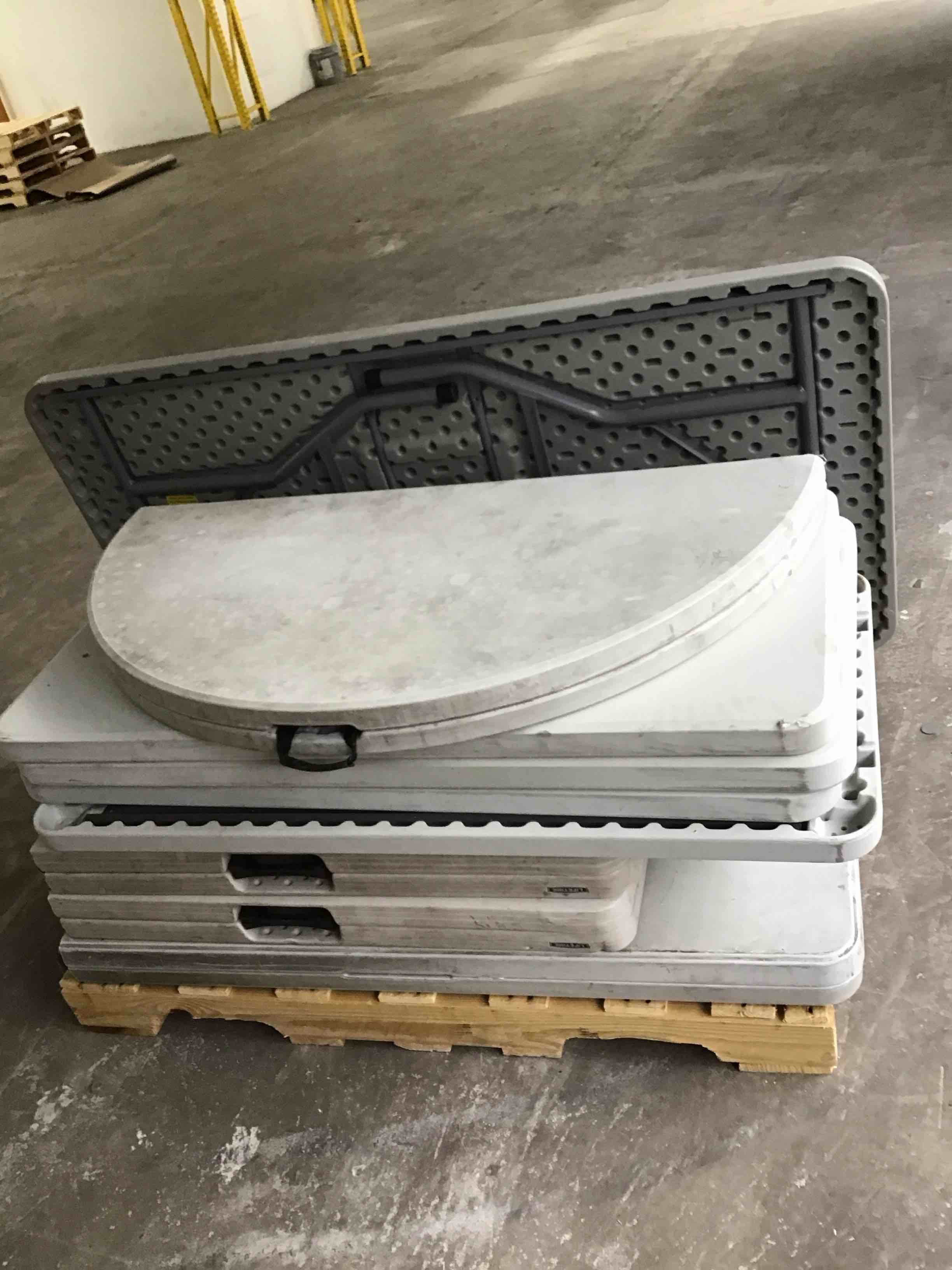 Condition photo showing As Is for Assorted of Folding table off white, different sizes