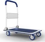 heavy duty foldable push cart dolly | 330 lbs. capacity | upgraded collapsible hand truck folding platform with swivel wheels | flat bed moving wagon | space saving push handle (blue)