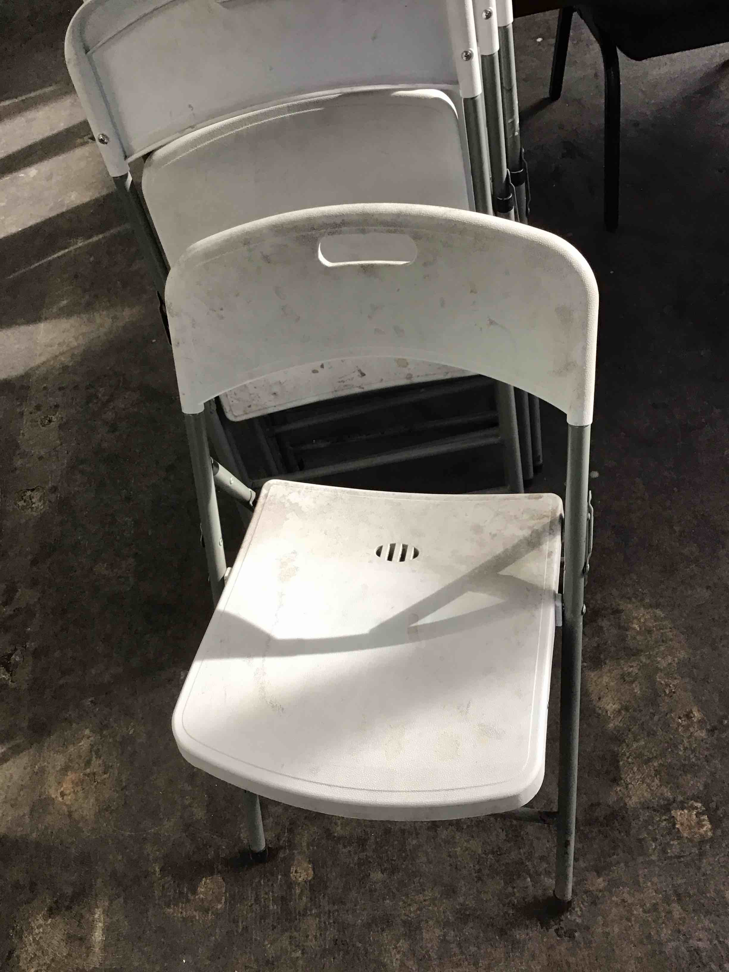 Condition photo showing As Is for Lorell Translucent Folding Chairs - 5/CT