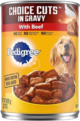 (Best by 09/09/26)PEDIGREE CHOICE CUTS in Gravy Adult Canned Wet Dog Food with Beef, (12) 22 oz. Cans