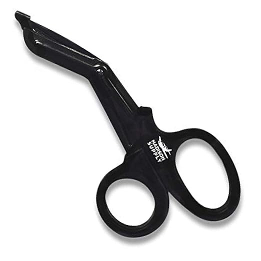 pack of 3. Madison 7.5" Premium Stainless Steel Nurse Scissors with Non-Stick Blades, Fluoride-Coated - 1pk, Black