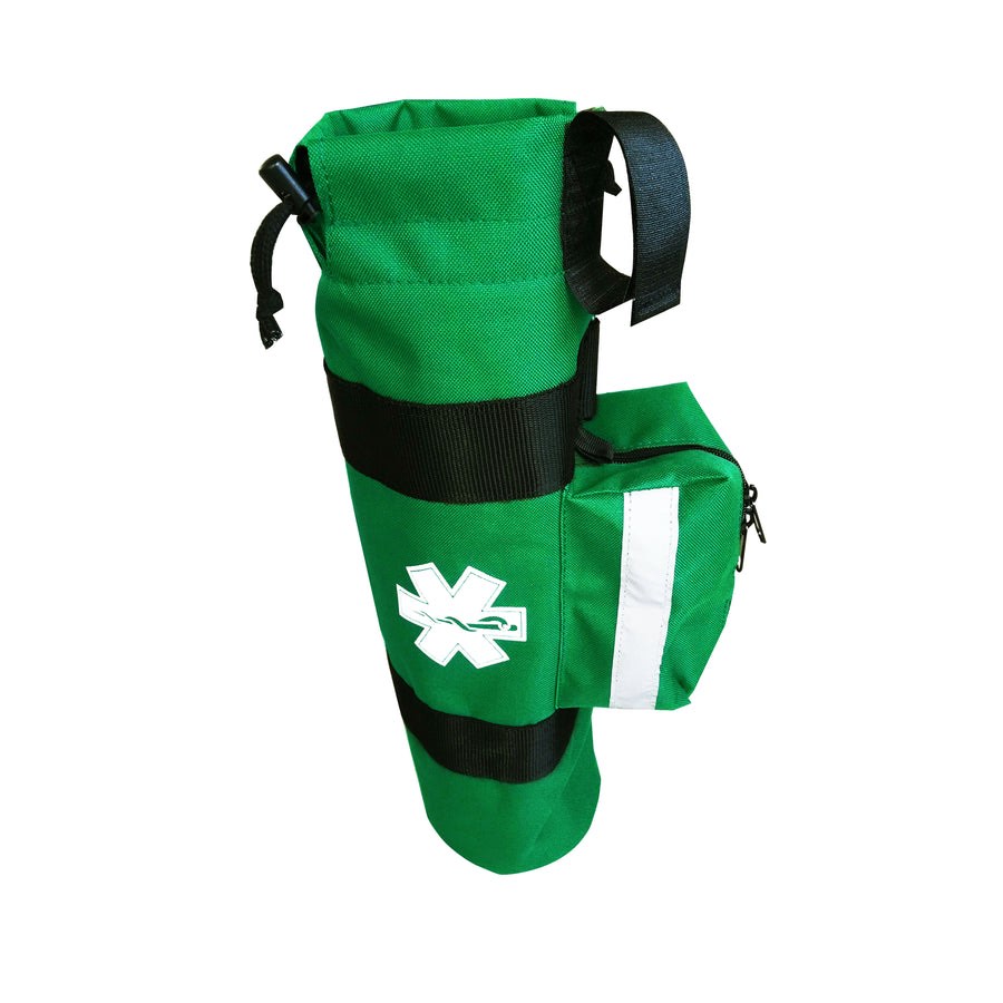 Portable Oxygen Cylinder Sleeve Bag Star Of Life - Zippered Storage Tank Pouch w/ Adjustable Straps - Green