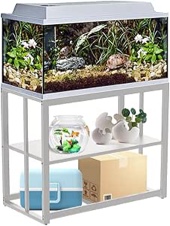 Akenow Fish Tank Stand 40 Gallon , Metal Aquarium Stand Double Layer with Storage 36.4" x 18.5"x29.1 fits Aquarium,Turtle Tank/Reptile Terrariums,White