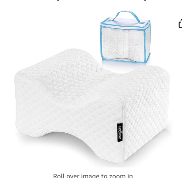Abco Tech Memory Foam Knee Pillow, Leg Wedge Pillow for Back Pain, Side Sleeper Knee Pillow, Pregnancy, Spine Alignment, and Pain Relief, Breathable and Comfortable Contour Pillow with Washable Cover