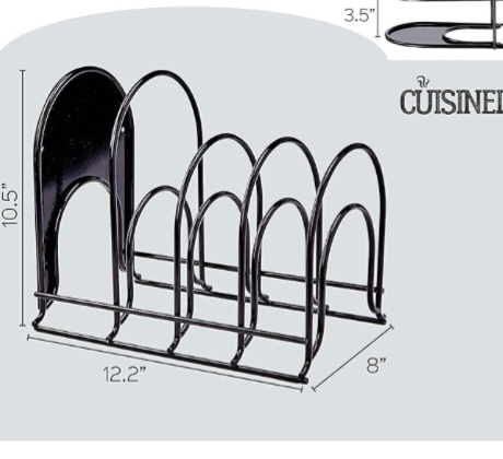 Cuisinel Heavy Duty Pots and Pans Organizer Rack - 12.2"-Inch Tall - 5 Tier Rack - Holds 50 LB - Cast Iron Skillets, Griddles, Shallow Cookware - Space Saving Kitchen Storage - No Assembly Required