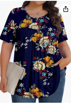 Womens Size 2X  Tops Tunic Short Sleeve Crew Neck Shirts Casual Soft Blouse 1X-5X