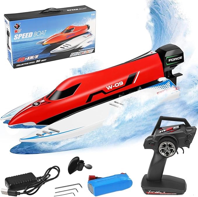 GoolRC WLtoys WL915-A Brushless RC Boat, 2.4GHz 45KM/H High RC Speed RC Jet Boat with Suitcase Brushless Motor, Water Cooled, Auto Self Righting, Proportional Control, Complete Kit