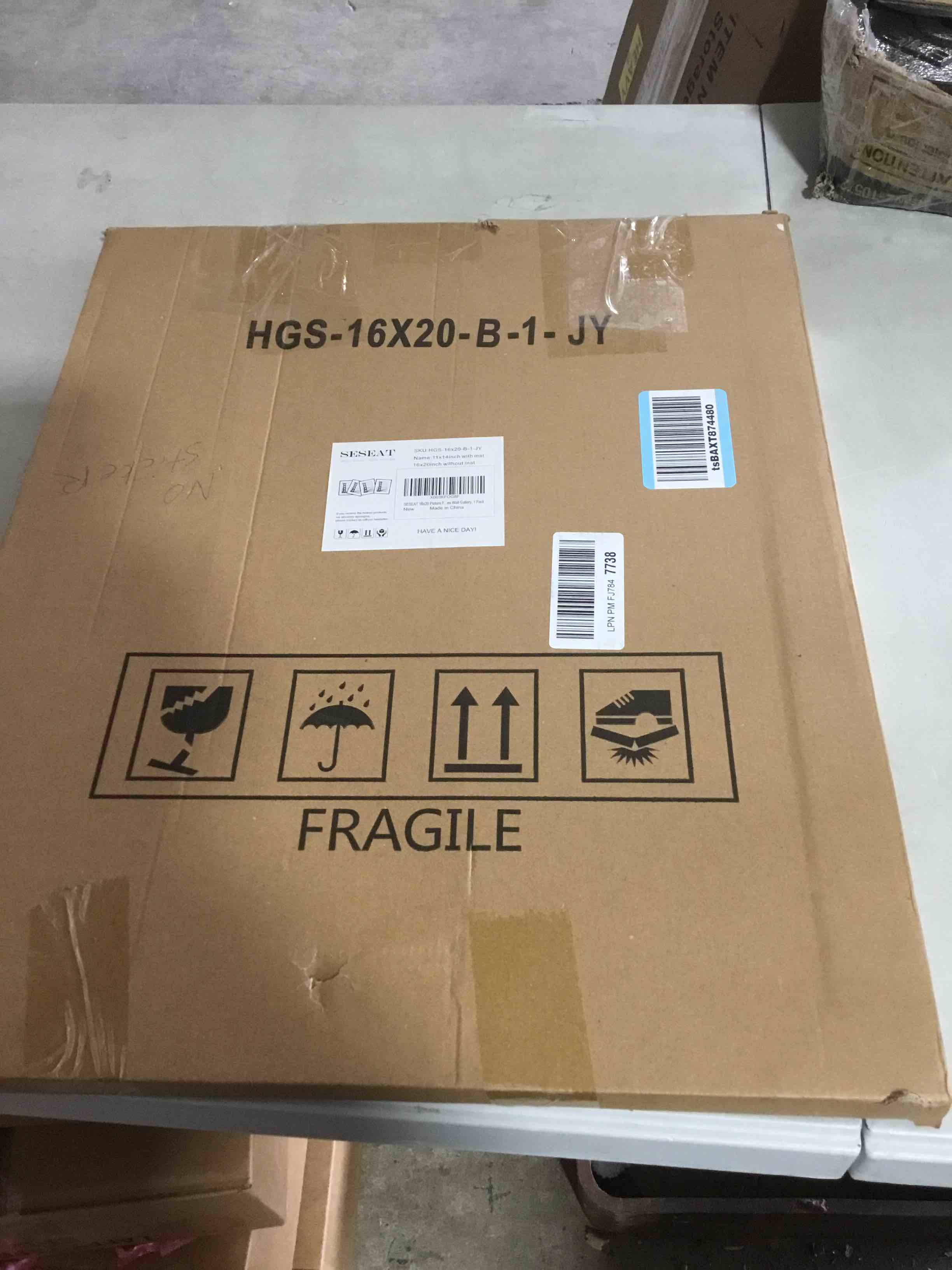 Condition photo showing Good Condition for SESEAT 16x20 Picture Frame Black, Display Pictures 11x14 with Mat or 16x20 without Mat, Photo Frames Wall Gallery, 1 Pack Black 16x20