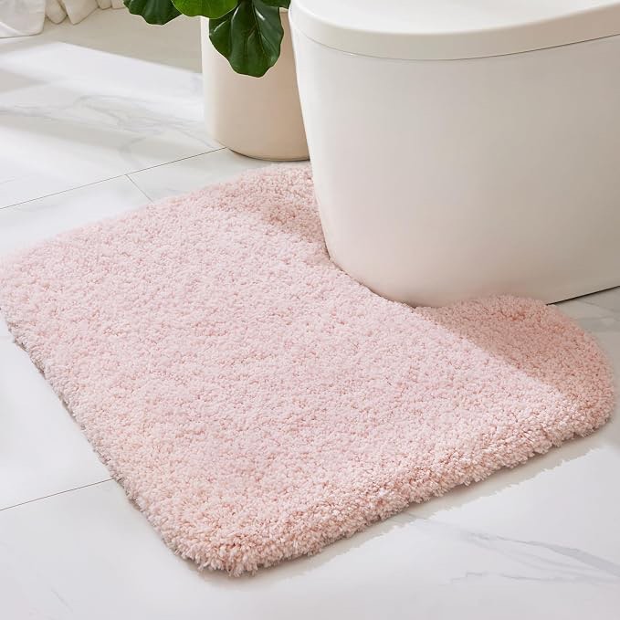Condition photo showing As Is for around toilet bath mat, pink