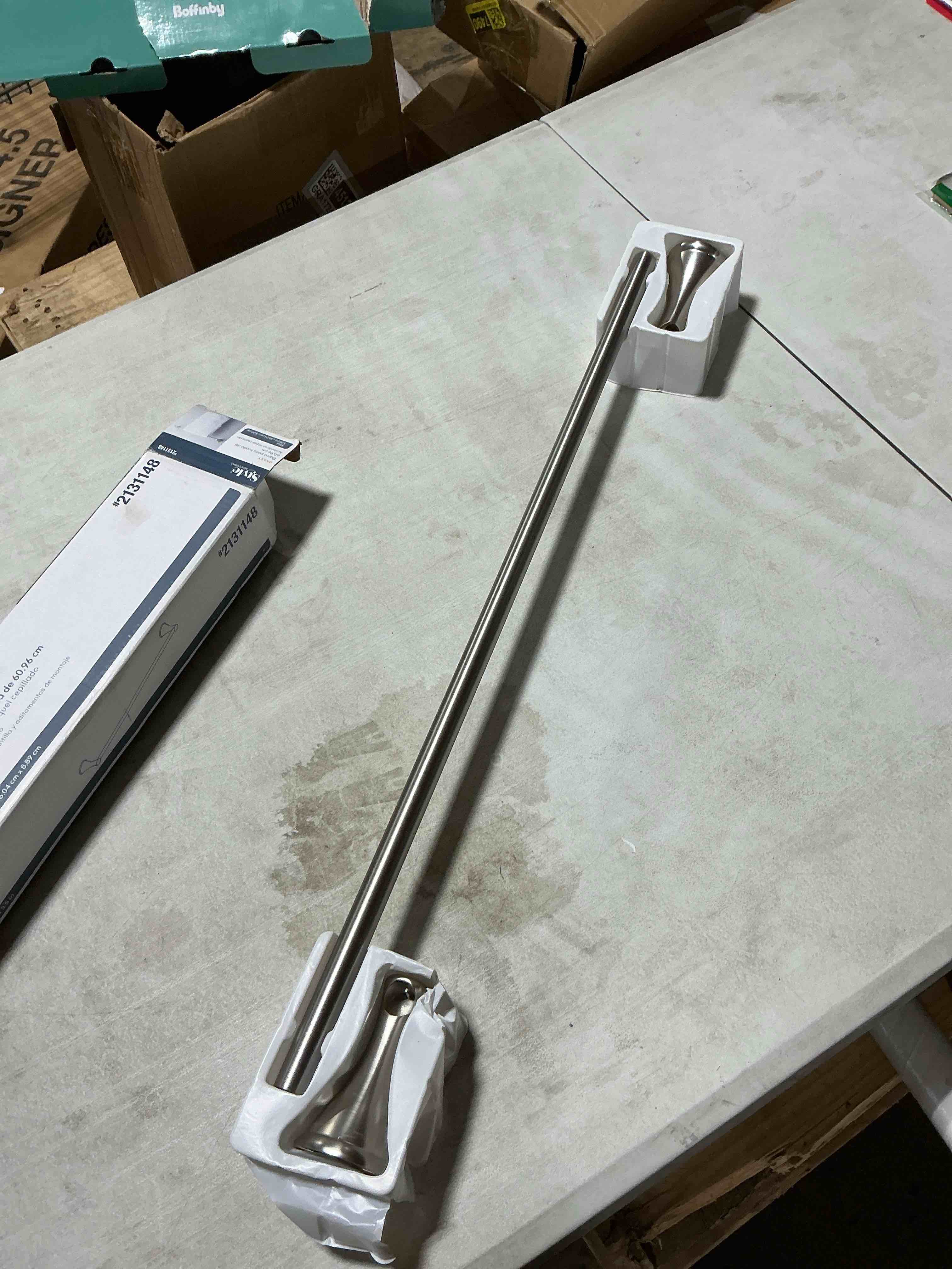 Condition photo showing Good Condition for style selections bailey 24-in brushed nickel wall mount single towel bar