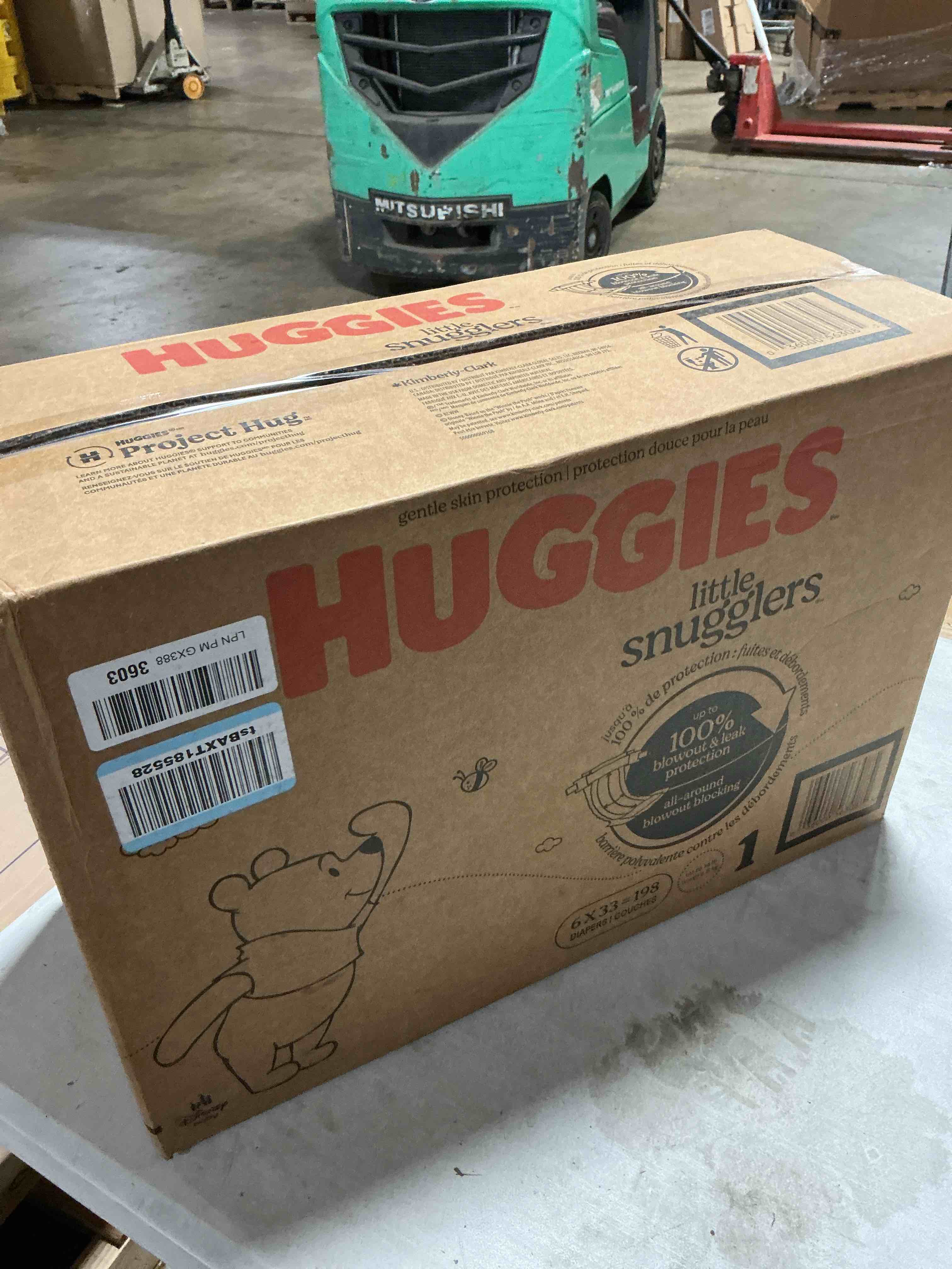 Condition photo showing New/Like New for huggies little snugglers diapers size 1, 198 count (6 packs of 33)