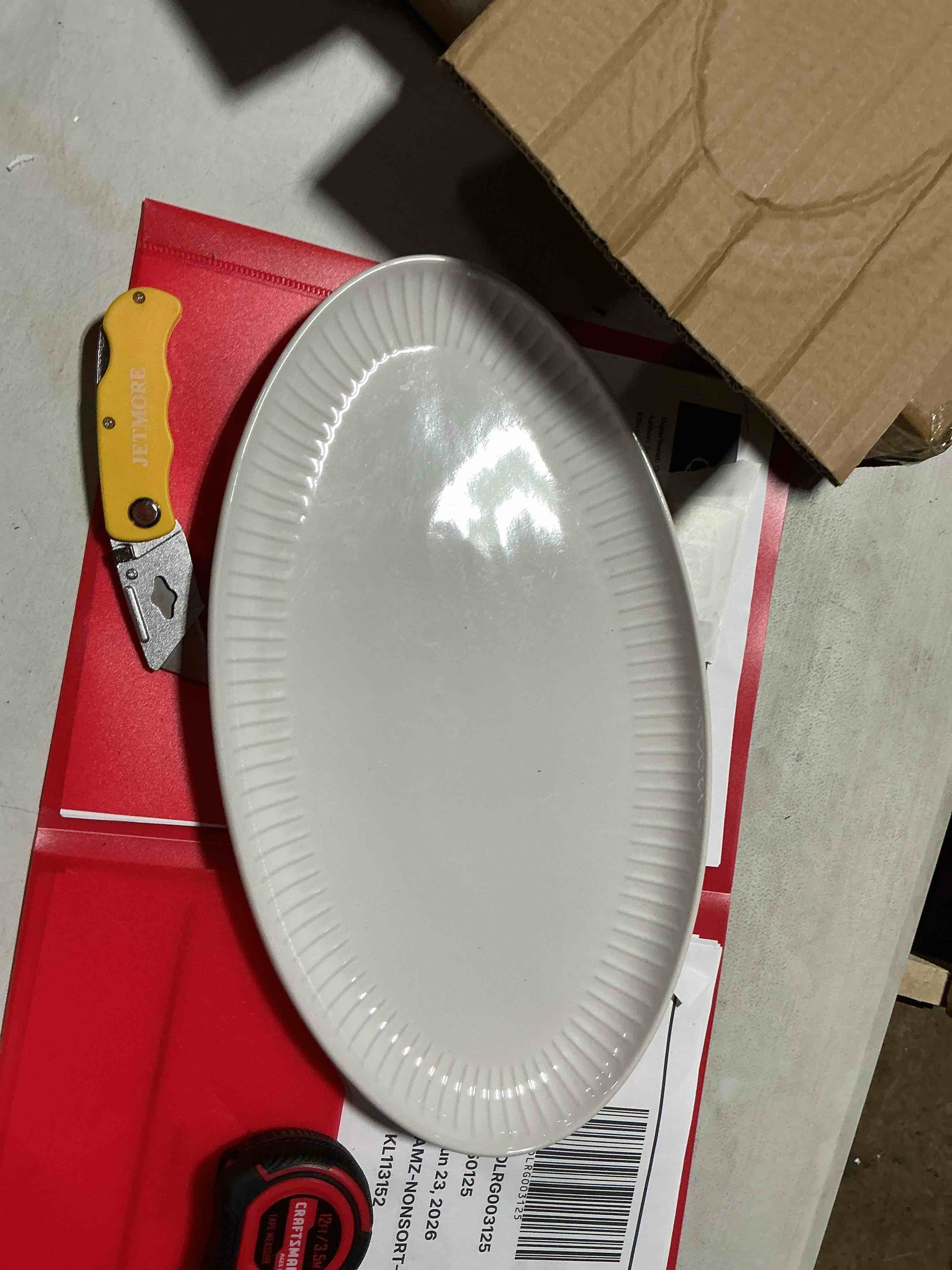 Condition photo showing Good Condition for dowan 14" serving platters for entertaining, oval white serving plates, party serving trays and platters oven safe, porcelain dinner serving tray serving dishes for meat, set of 2