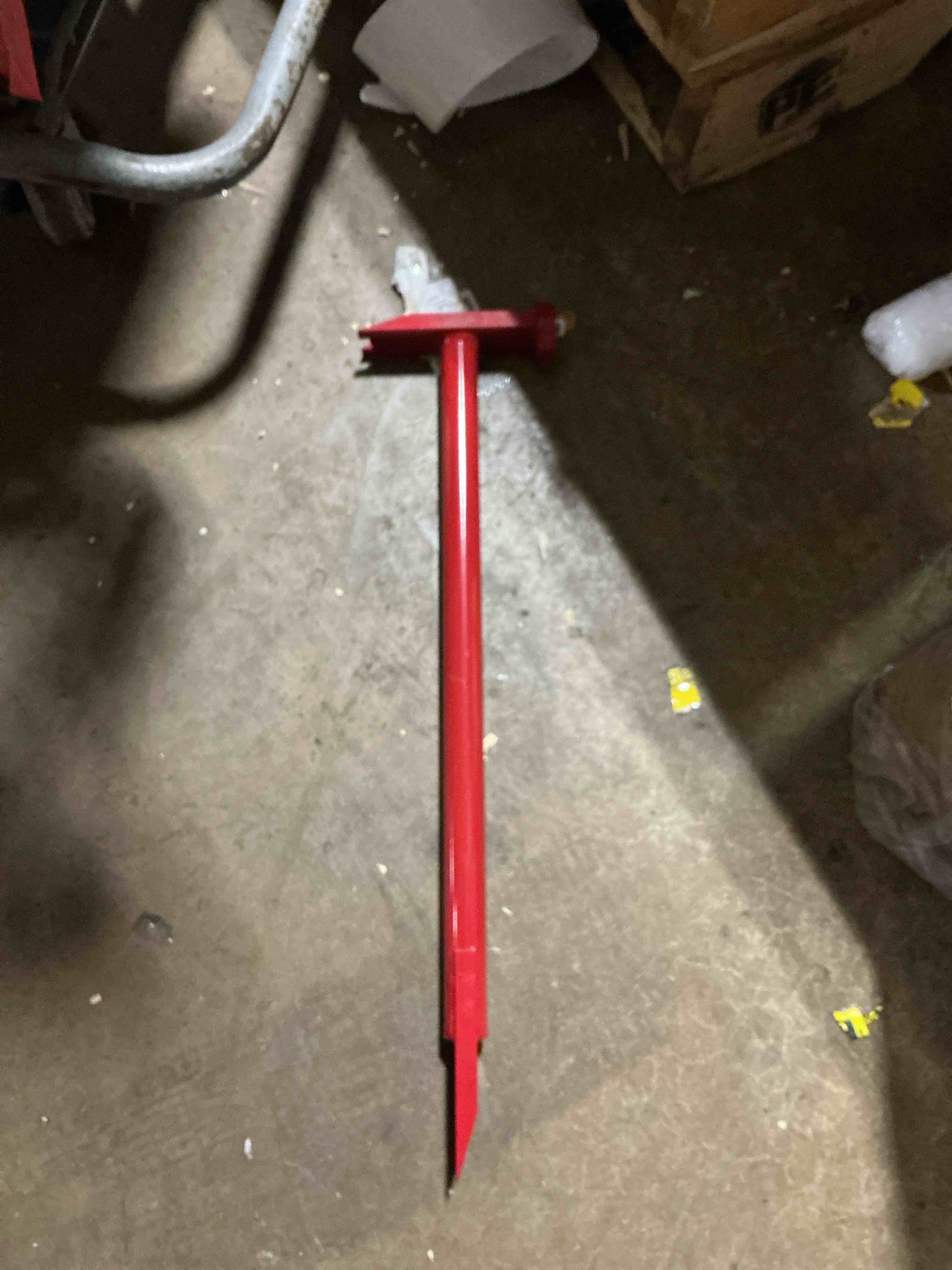 Condition photo showing As Is for eskimo 19-inch multi-faceted, dual-action ice chipper, hammer-style head ice chisel, ice fishing, red, ch9