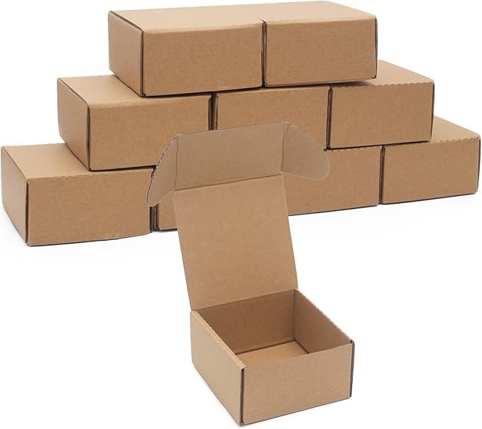 Small Shipping Boxes Corrugated Small Cardboard Boxes for Shipping, Recyclable Packaging Boxes for Small Business, Mailer, Gift Packing, Crafts Packing, Jewelry Boxes Shipping, Brown(similar)50 pcs