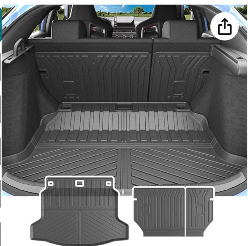 powoq Trunk Mat Compatible with 2022 2023 2024 Honda Civic Hatchback Backrest Mat TPE Cargo Liner Replacement for 2022 23 24 Honda Civic Accessories (Fit Hatchback, Rear Backrest Mat+Rear Trunk Mat)