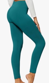 SATINA High Waisted Leggings for Women - Capri, Full Length, Fleece & with Pockets Women's (Plus Size, Teal)