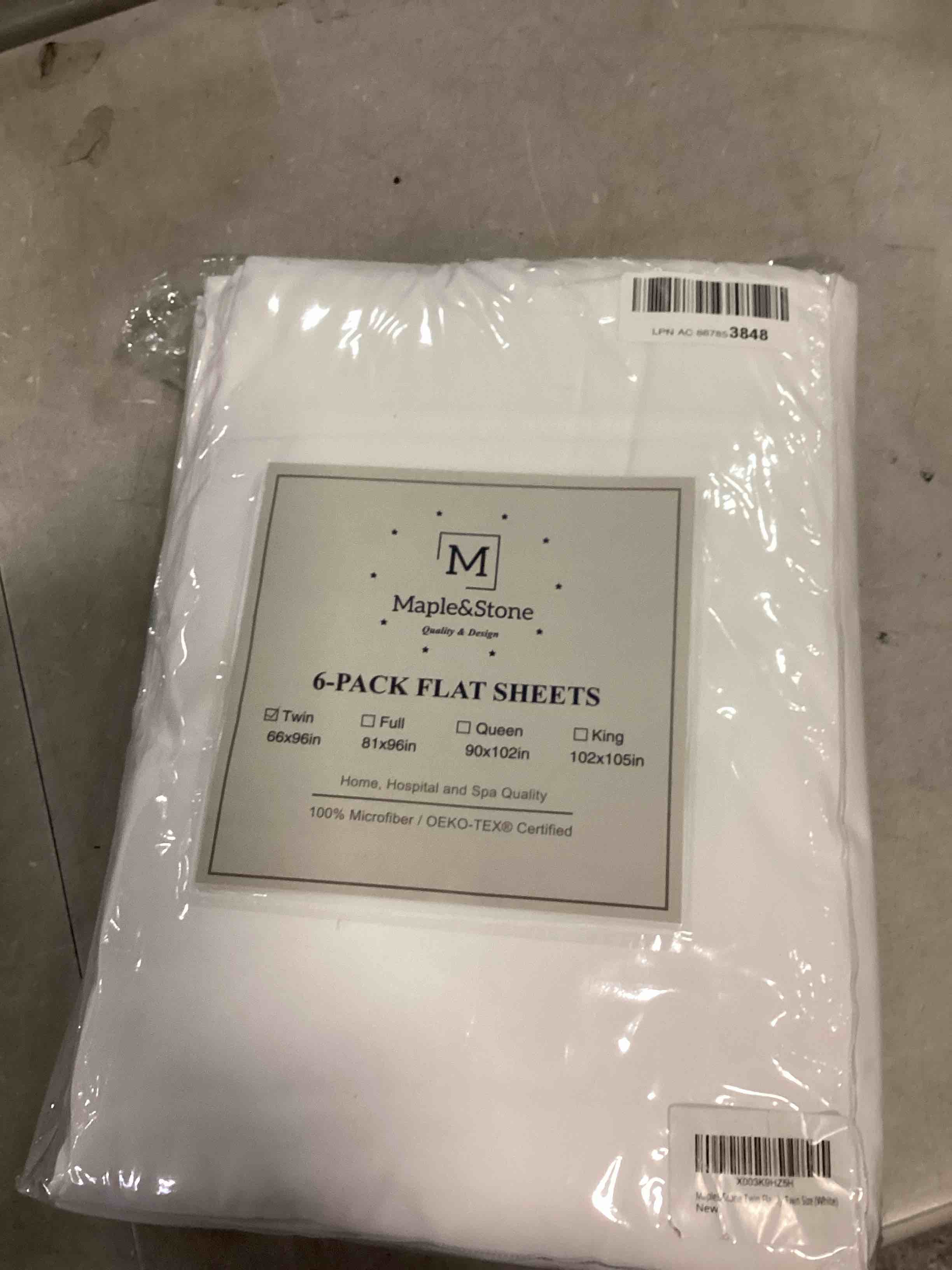 Maple&Stone Twin Flat Sheet 6 Pack,Premium Soft & Breathable,Brushed Microfiber Fabric,Anti-Shrinkage & Non-Fading,Bulk Flat Sheets Only Twin Size (White)