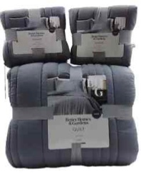 Better Homes & Gardens Gray Linen Blend King Quilt & 4 Shams 5pc Set Bedding NEW (Missing pcs )