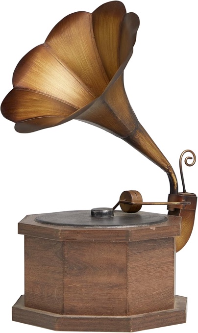 Wood Functional Brown Gramophone with Record