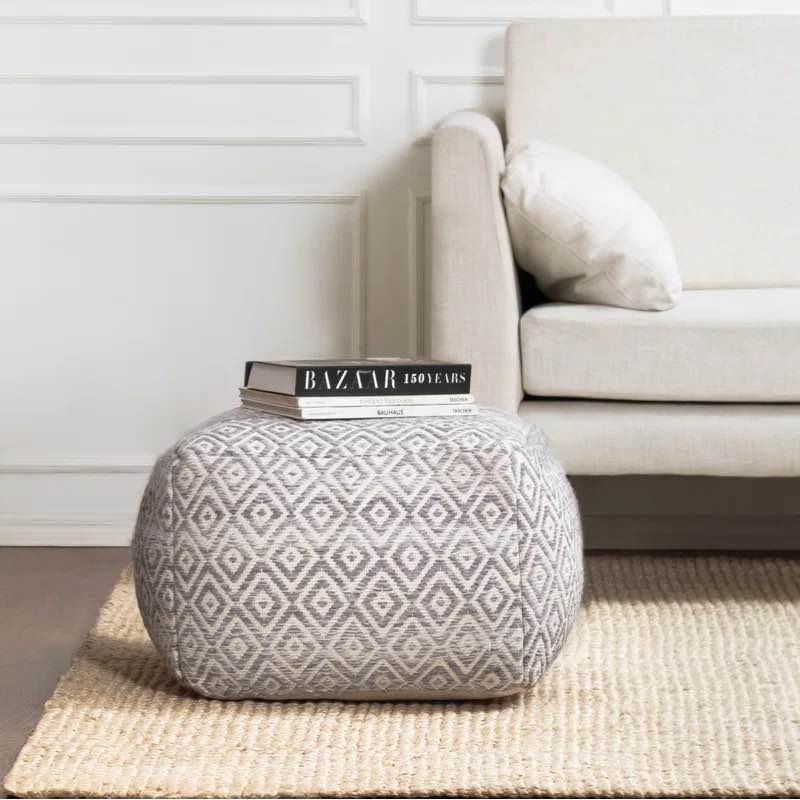 Flintridge 22" Wide Square Geometric Pouf Ottoman