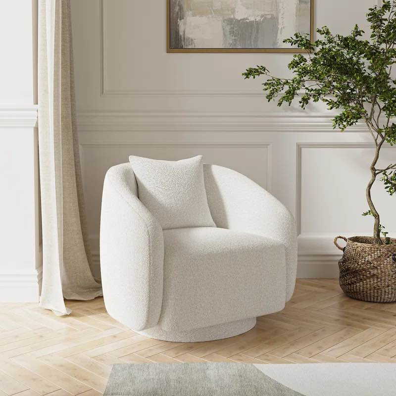 Bashar 28.5" W Upholstered Swivel Barrel Chair