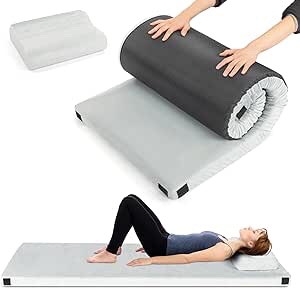 75"" D x 25"" W x 3"" H Memory Foam Camping Mattress, 4-Season Camp Sleeping Mat for Camping/Travel/Car/Tent, Gray