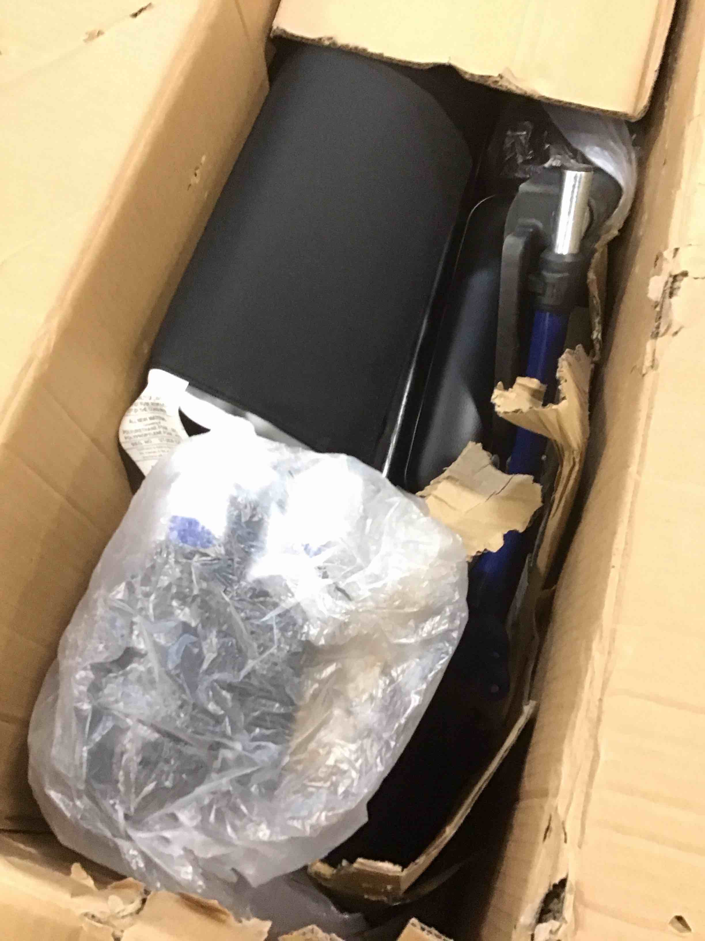 Condition photo showing As Is for Drive Medical Blue Streak Wheelchair with Flip Back Desk Arms, Swing Away Footrests,FoldingDesk Length Arms, Alloy Steel, 20 Inch Seat