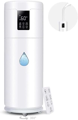 Humidifiers for Large Room Home Bedroom 2000 sq.ft. 17L/4.5Gal Large Humidifier with Extension Tube & 4 Speed Mist,Top Fill Wholehouse Humidifier with 360Nozzle for Plant Commercial Greenhouse(White)