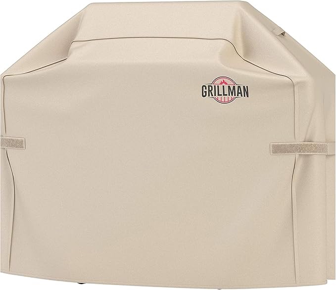 Grillman Premium Grill Cover for Outdoor Grill - Heavy Duty Barbeque Grill Cover - Waterproof, Rip-Proof, Tan Grill Cover for BBQ, Gas Grills - 58" L x 24" W x 48" H - Fits Popular Grill Models