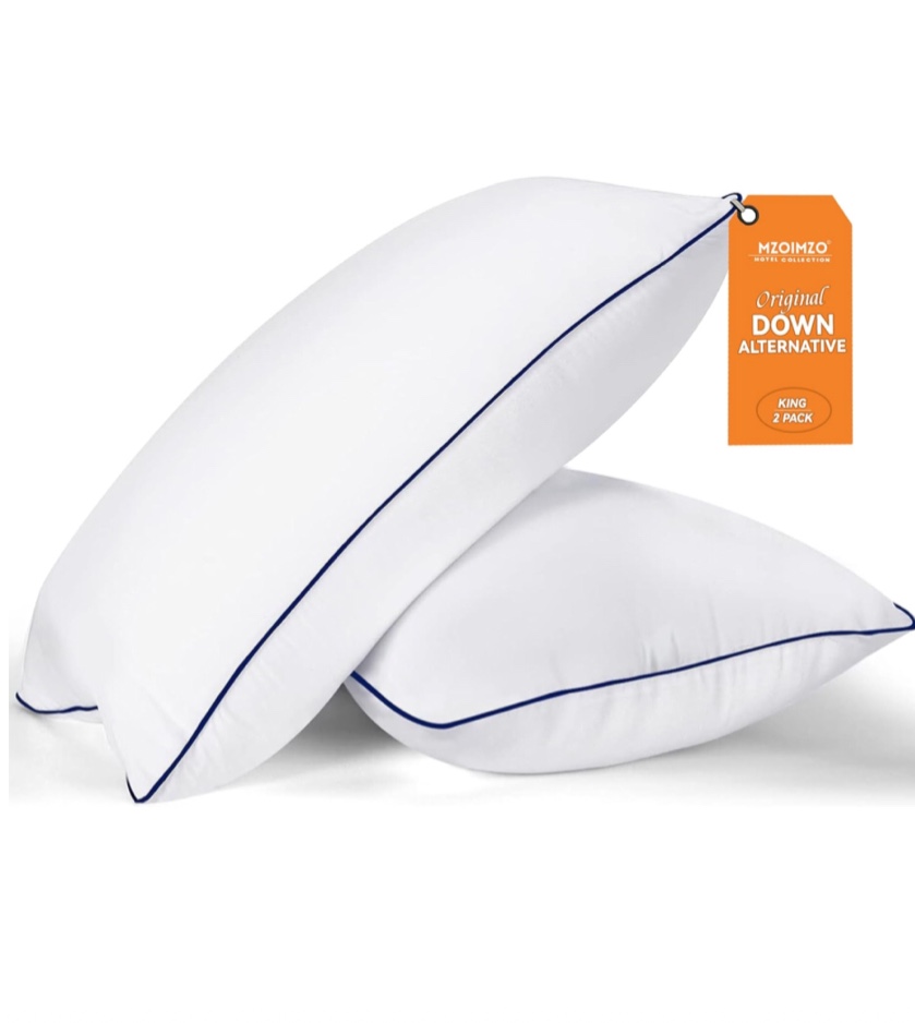 MZOIMZO Bed Pillows for Sleeping- King Size, Set of 2, Cooling Hotel Quality with Premium Soft Down Alternative Fill for Back, Stomach or Side Sleepers