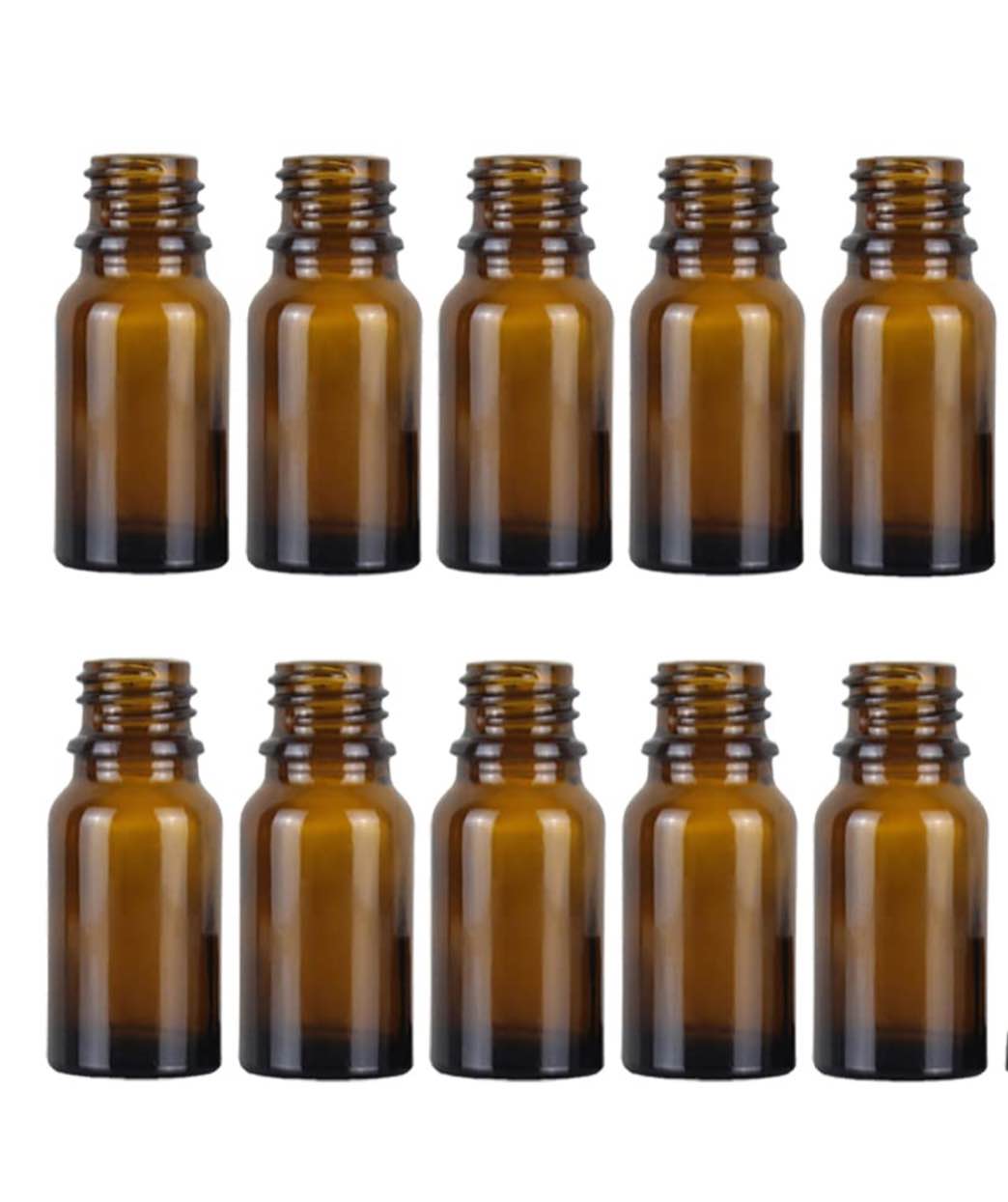10 Pcs 10ml Mini Amber Glass Bottles Small Essential Oil Bottles Small Massage Oil Bottles Lab Sample Vials Mini Travel Size Glass Bottles with Lids