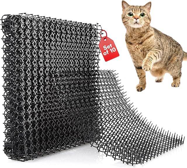 Homarden Cat Scat Mat 6 Pc Set 19 * 5 in - Cat Indoor/Outdoor Deterrent Pad - Dog & Cat Spike Mat Anti-dig for Garden - Cat Anti- Scratch Mat with 1 inch Plastic Spikes - Cat Repellent Mat 19*5 inches Black
