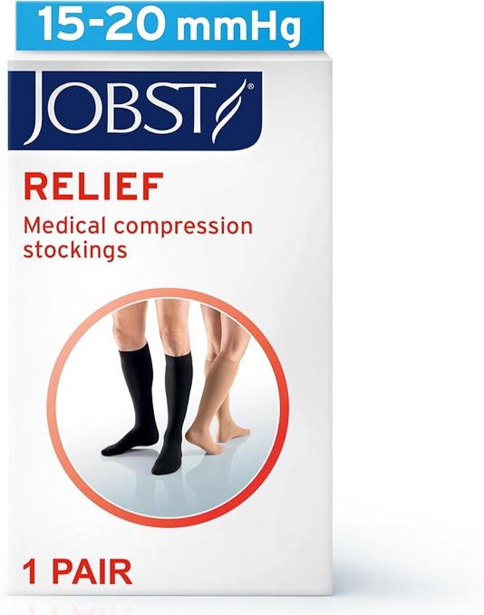 JOBST Relief 15-20 mmHg Knee High Moderate Compression Stockings Beige / Extra Large - Full Calf / Regular..(EXP 11/06/2023))
