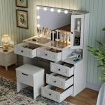 Farmhouse Mirror Large Vanity Desk With Led Bulbs(incomplete)
