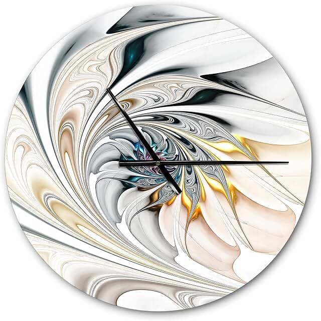 Howse White Glossy Floral Art - Modern wall clock