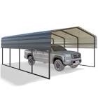 BAAP002GY-C EROMMY  Metal Carport With Galvanized Steel Roof, Sturdy Metal Multi-Use Shelter, Carport For Cars, Boats, Trucks, And Tractors