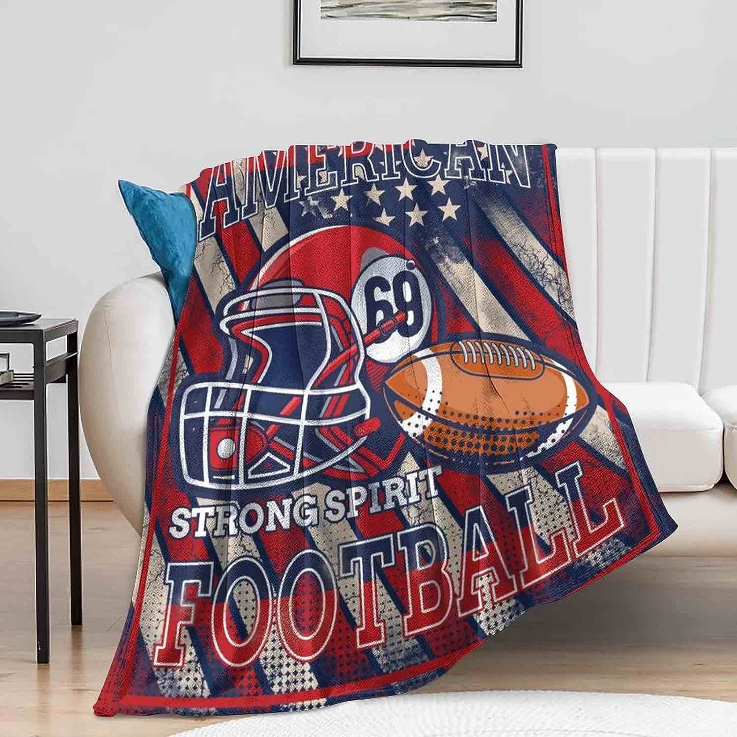 LHSHID American Football Plush Fleece Bed Blanket Lightweight Comfy Reversible Flannel Blanket Ultra Soft Warm Blanket Throw American Football Lover Gift 30x40in