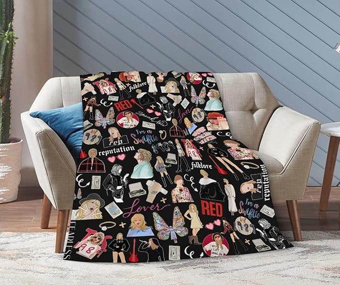 Singer Blanket Lover Gifts for Women, Music Albums Song Lovers Gift for Mom Daughter Sister Friend BFF Girls, Travel Blankets All Season Plush Throw Blankets for Couch Sofa Bed 50"X40"