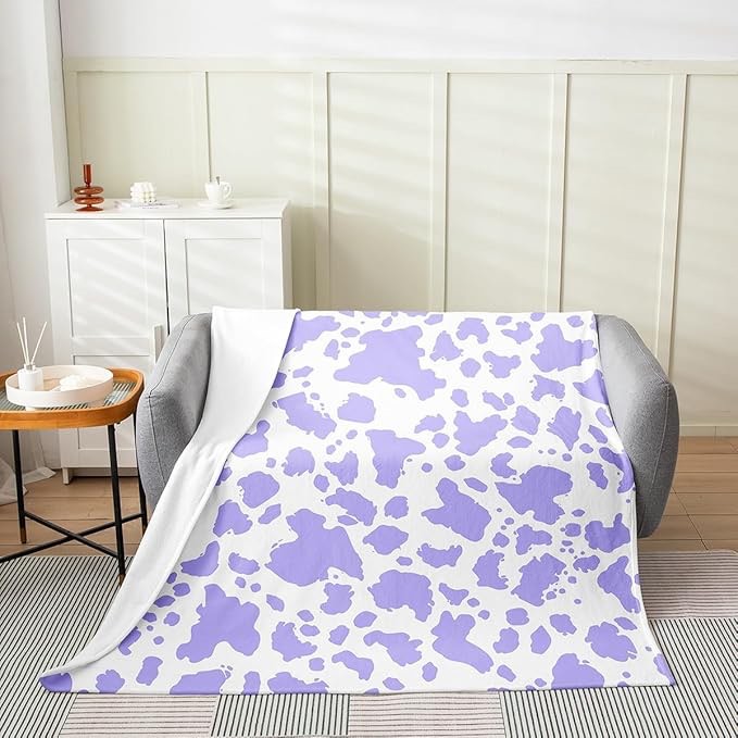 Lilac  Cow Print Blanket 