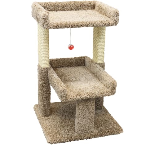 New Cat Condos 2 Level Brown Cat Play Perch, 32" H