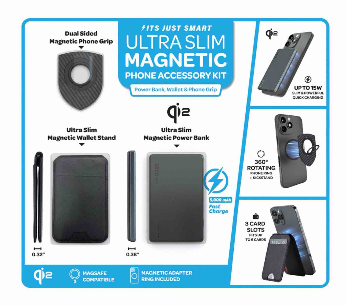 IJS Qi2 Ultra Slim Magnetic Phone Accessory Kit