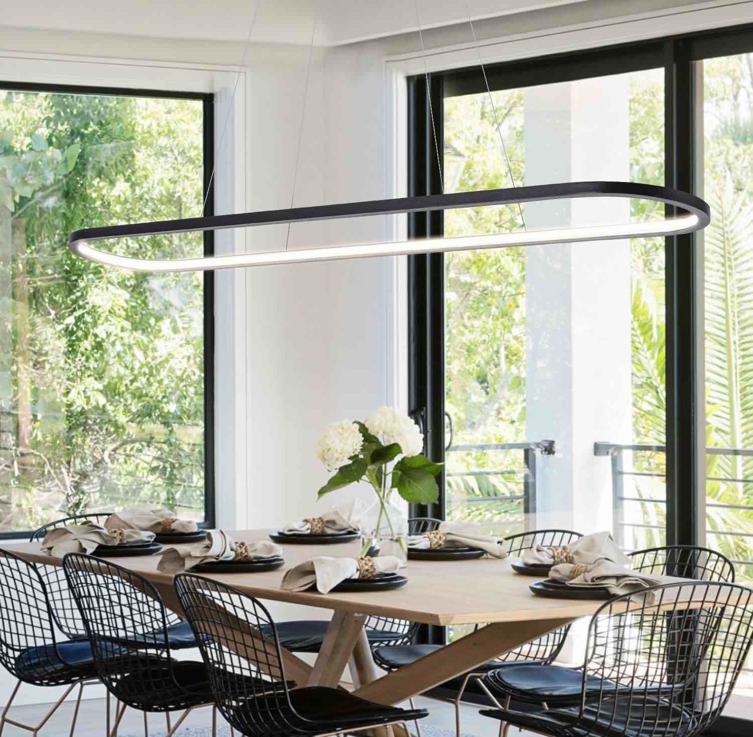 Made 39.4 LED Chandelier, 36W Modern Gold Chandelier Linear Pendant Light Kitchen Island 3CCT Dimmable Chandelier for Dining Room Kitchen