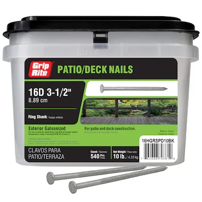 grip-rite patio/deck nails 3 1/2x0.148 Ring Shank
