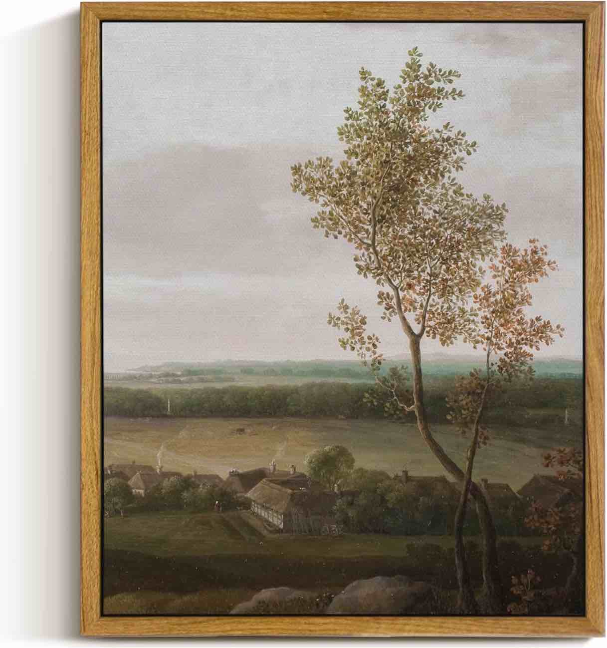 InSimSea Lienzo enmarcado para decoración vintage, imágenes de pared de paisaje rural para sala de estar, baño, decoración de pared de lienzo vintage para dormitorio, comedor, 9 x 11 pulgadas