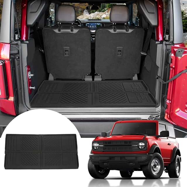Mabett Cargo Liner Trunk Mat for Ford Bronco Accessories 2021 2022 2023 2024 2-Door TPE Material All-Weather Trunk Liner to Prevent Movement and Vibration of Goods 2-Door Cargo Liner