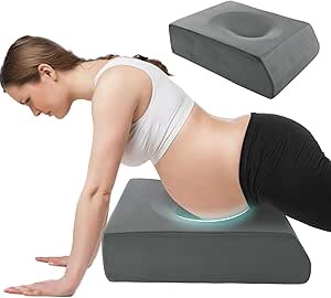 BALAPET Pregnancy Pillow for Stomach Sleeping, Support for Belly, Supportive Foam Belly Sleeper Pillow, Maternity Pillow for Stomach Sleeper, Removable Elastic Velvet Cover