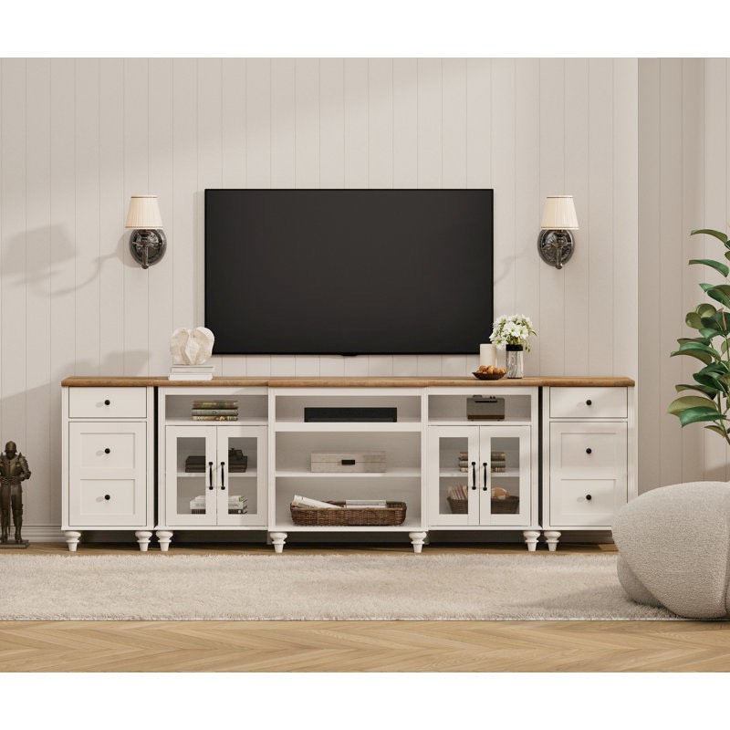 Scarlett TV Stand, Home Entertainment Center With Charging Station For 85 Inch TV, Large TV Console With Storage Cabinet (Side Tables Only)