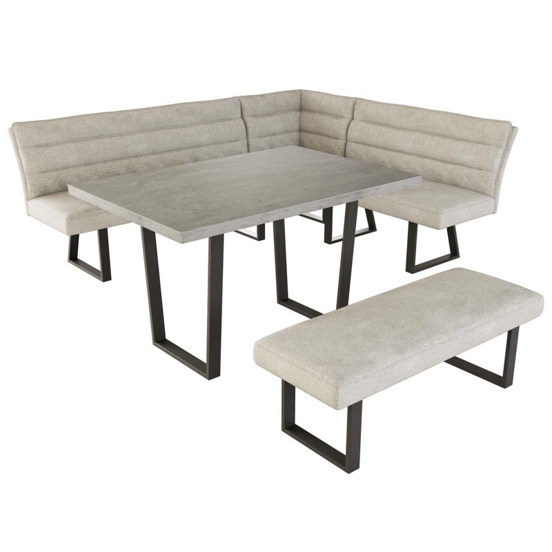 Zionna 3-Piece MDF Top Dining Table Set 47.2 in. Rectangle Table, 1-Back Corner Seat Bench and 1-Bench (Bench Only)