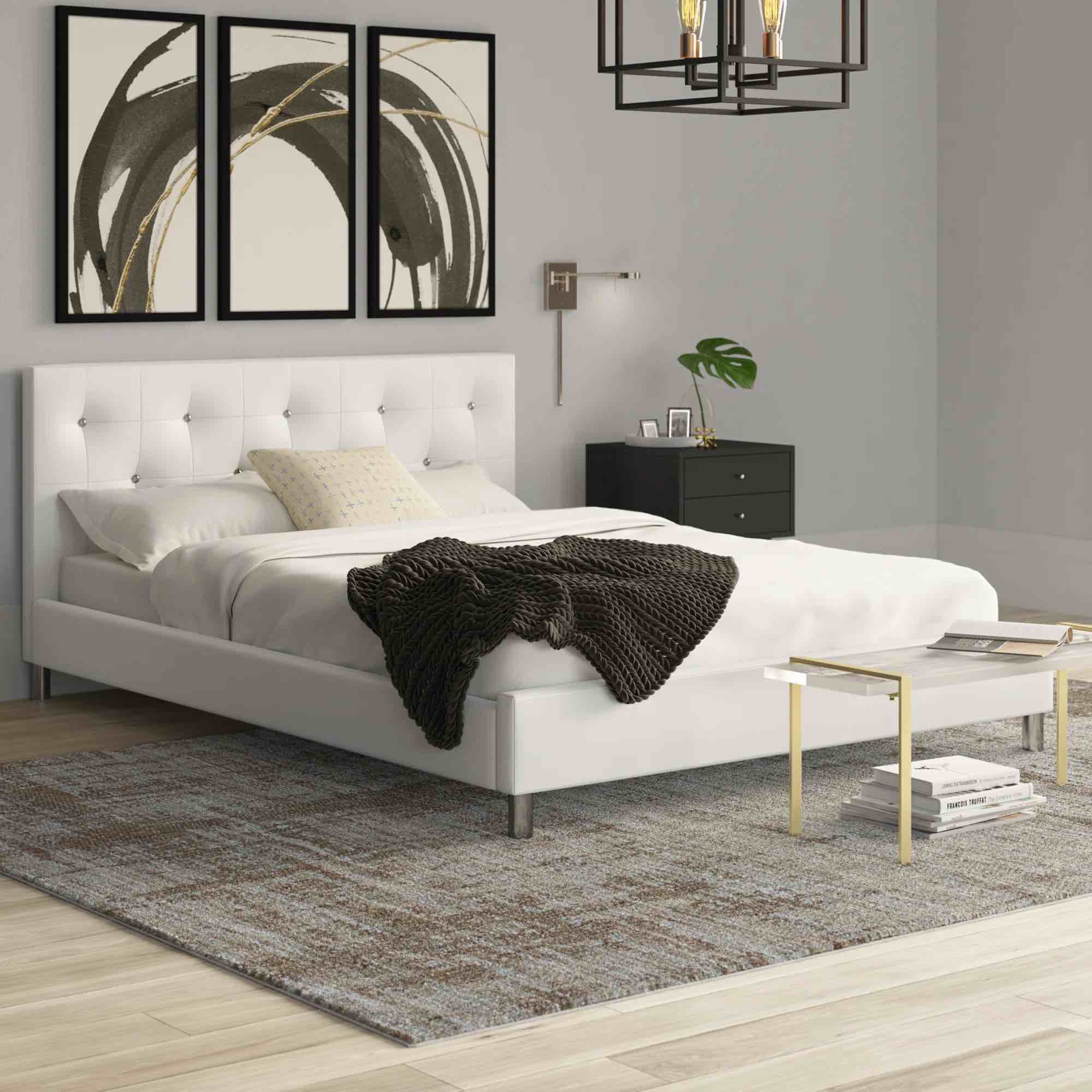Jasrah Tufted Queen Upholstered Low Profile Bed (Incomplete Box 3 of 3 Only)